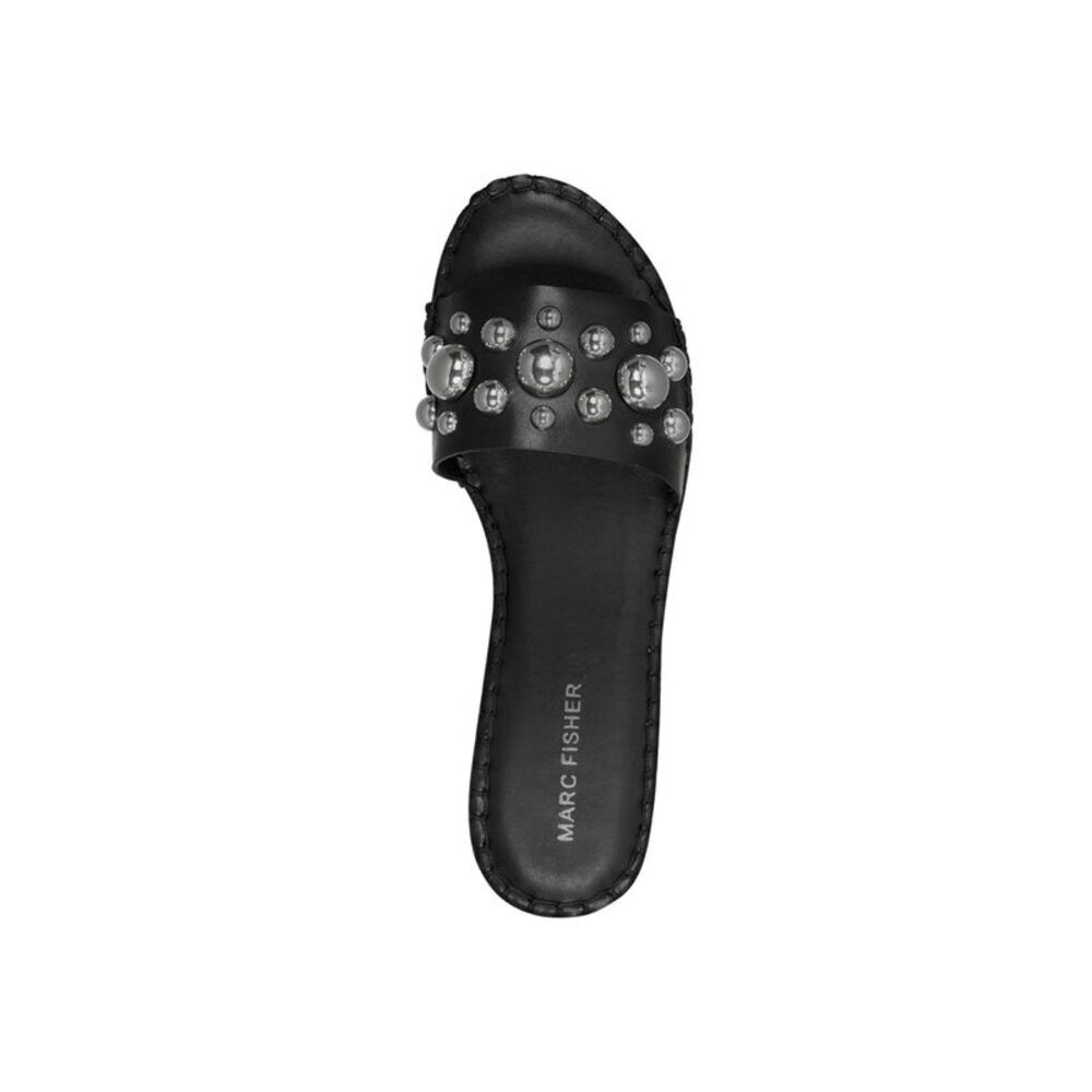 MARC FISHER Womens Black Studded Beira Almond Toe Slip On Espadrille Shoes 8 M